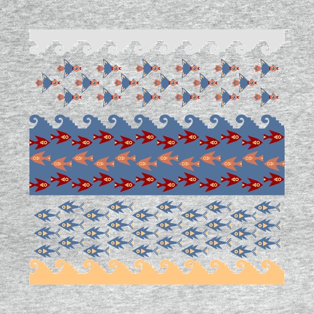 Inca Ethnic Pattern Fish and Birds by oknoki